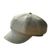 New Octagonal Hat for Women Fashionable and Warm in Autumn and Winter Korean Style Versatile Retro Black Leather Newsboy Hat Trend