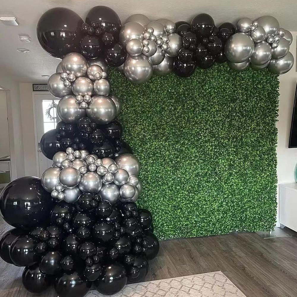 Black White Balloons Garland Arch Metal Silver Confetti Ballon Kit New Year 2026 Graduation Baby Shower Gender Reveal Decoration