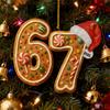 2 Pcs 67 Christmas Ornaments Funny Six Seven Gingerbread Hanging Ornament Acrylic Holiday Tree Decor Gift for Teens Kids Family Friends Coworkers