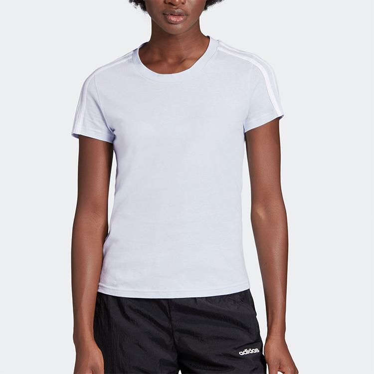 Adidas Essentials 3-Stripes Slim Tee Women Tops Light-Blue GD3036