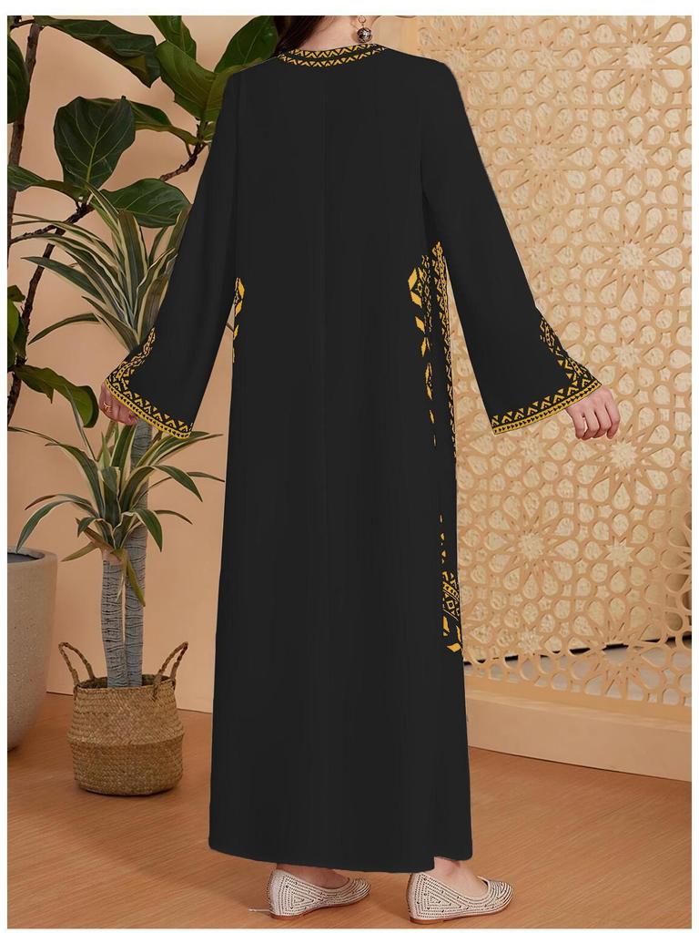 Ethnisches V-Ausschnitt-Kleid im Nahen Osten für muslimische Frauen