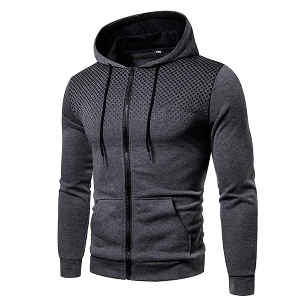 Herren Herbst Kapuzenjacke Langarm Pullover Hoodie Zip Up Cardigan Baumwolle Kapuzenpullover Mantel