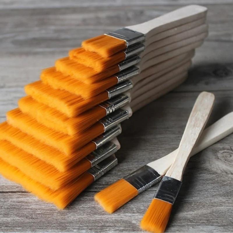 12Pcs/Set Oil Painting Wooden Handle Brushes Artist Watercolor Acrylic Panit Art Supplies Limner Tools for School Student