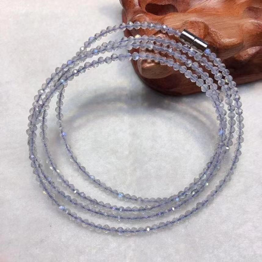 Natural Powder Tourmaline Garnet Cut Multi-Circle Bracelet Olivine Gray-Blue Moonlight Necklace Multi-Purpose Long Chain