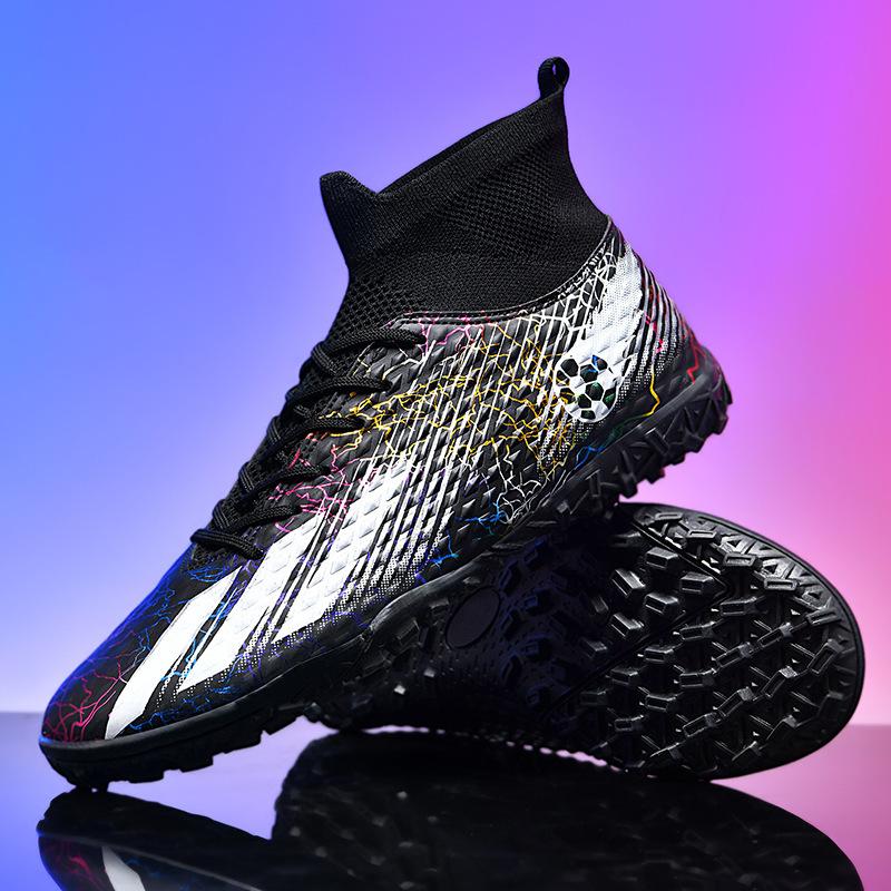 High Top Football Shoes Men's AG Long Nails TF Shredded Nails Children Older Boys Students Into Artificial Turf Training Shoes