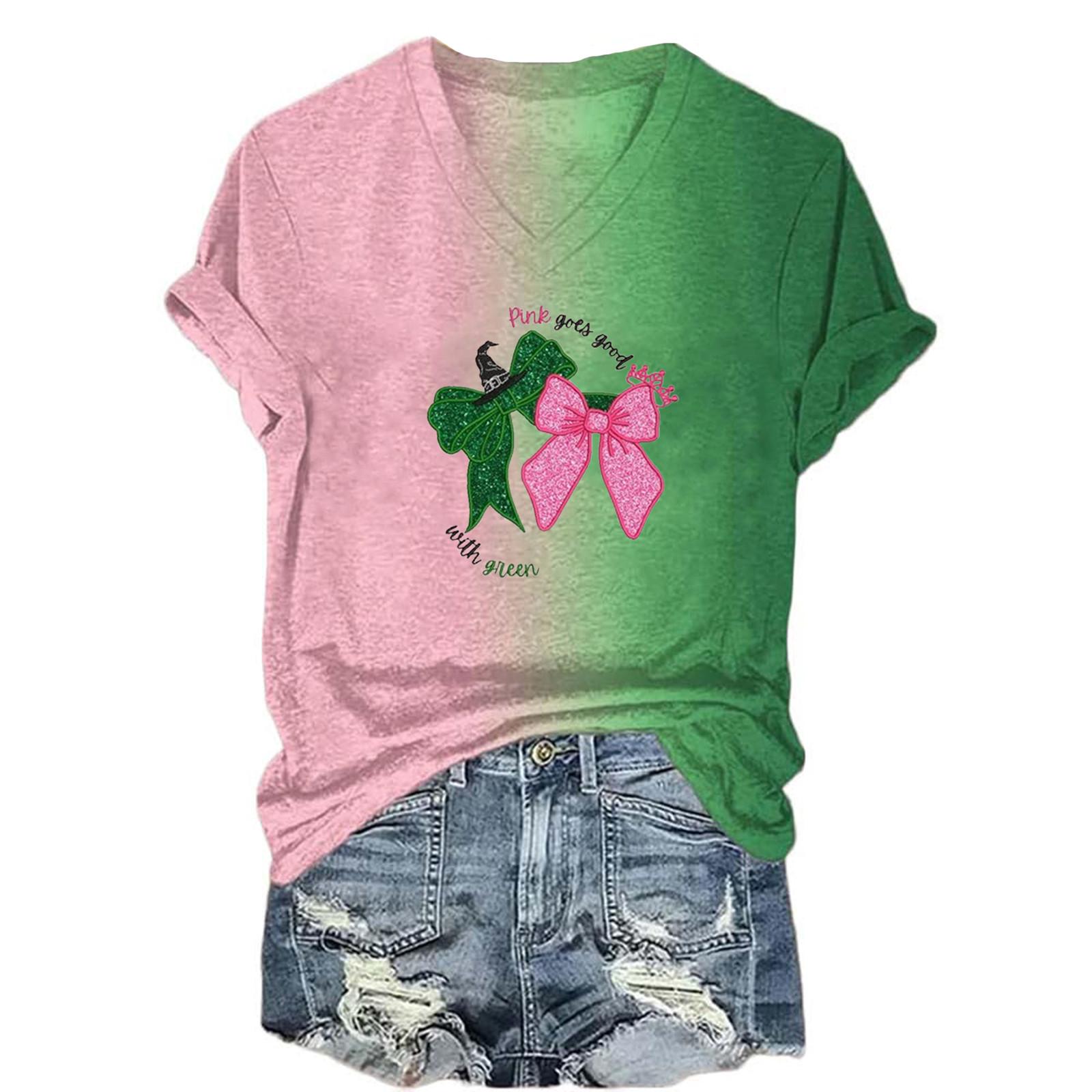 

Жіноча модна повсякденна футболка з короткими рукавами та V-подібним вирізом, принтом відьом XXXXXL