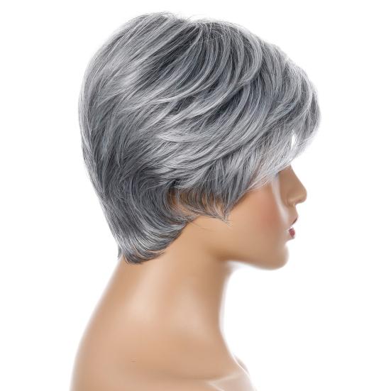 Colored Wig Natural Silver Grey Color Fluffy Realistic Trendy Cosmetics Accessory High Temperature Silk Short Hair Women Wig
