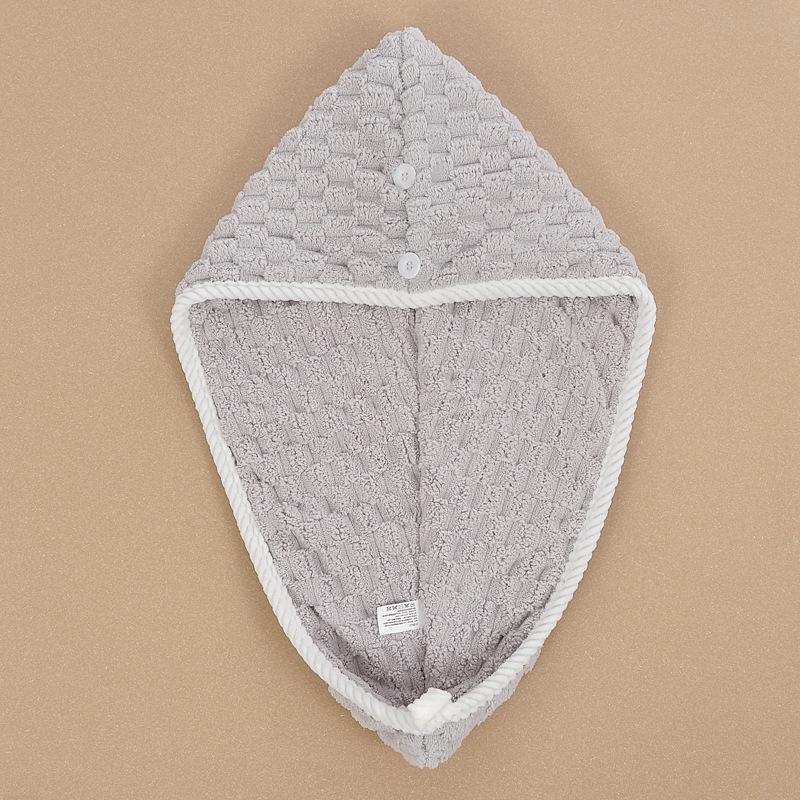 New polyester brocade coral fleece cloud grid shower cap shampoo dry hair towel, household absorbent dry hair cap bag head towel