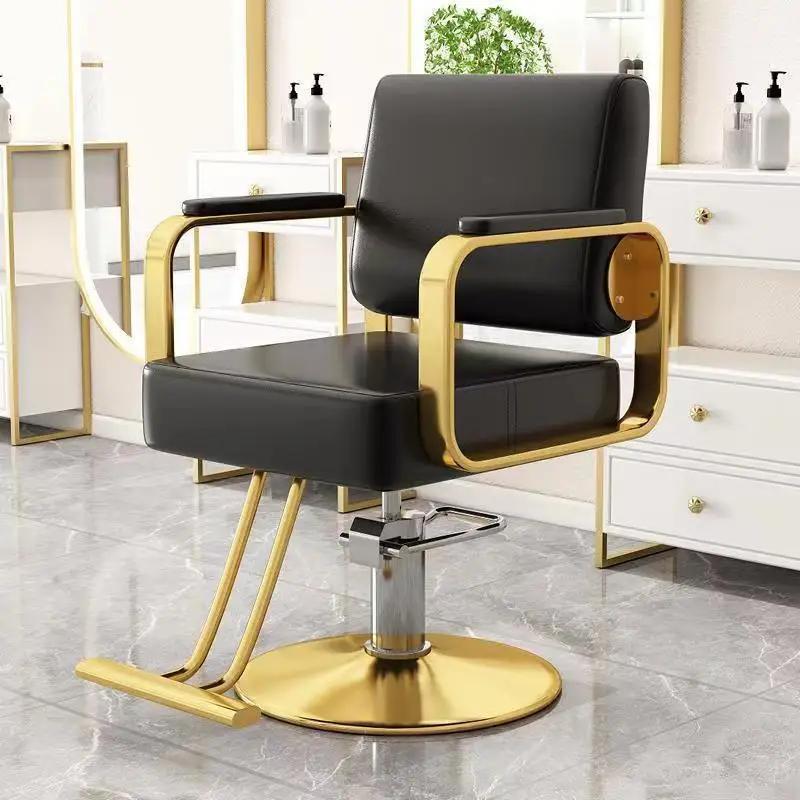 Goldener Drehbarer Friseurstuhl Luxuriöser Rotierender Pediküre Stylist Barbersessel Ästhetischer Friseurstuhl Barberausstattung