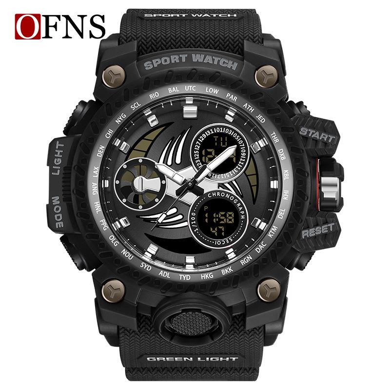 SANDA Men's Multi-function Dual Display Waterproof Sports Alarm Watch