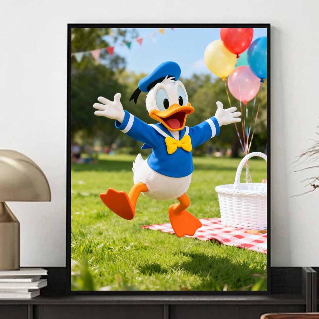 Disney Donald Duck Park Picnic 5D Handmade Diy Diamond Painting Kit, Home Wall Decoration