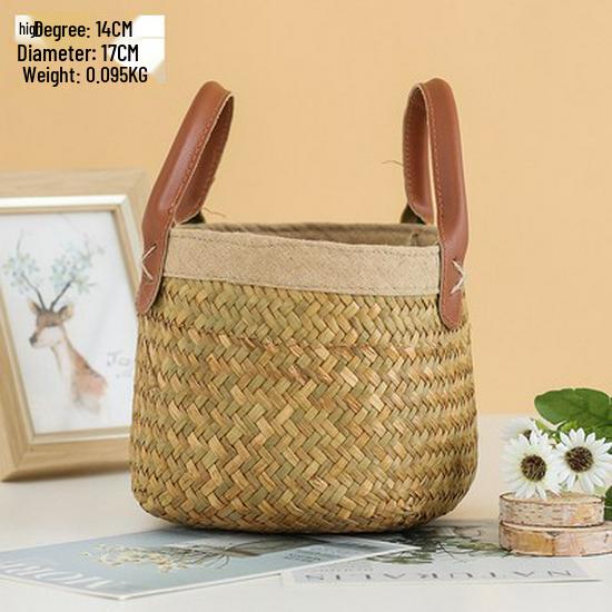 Handheld Flower Basket for Fresh & Dried Flowers, Woven with Willow, Rattan & Straw - Perfect for Flower Arrangement or Picnic