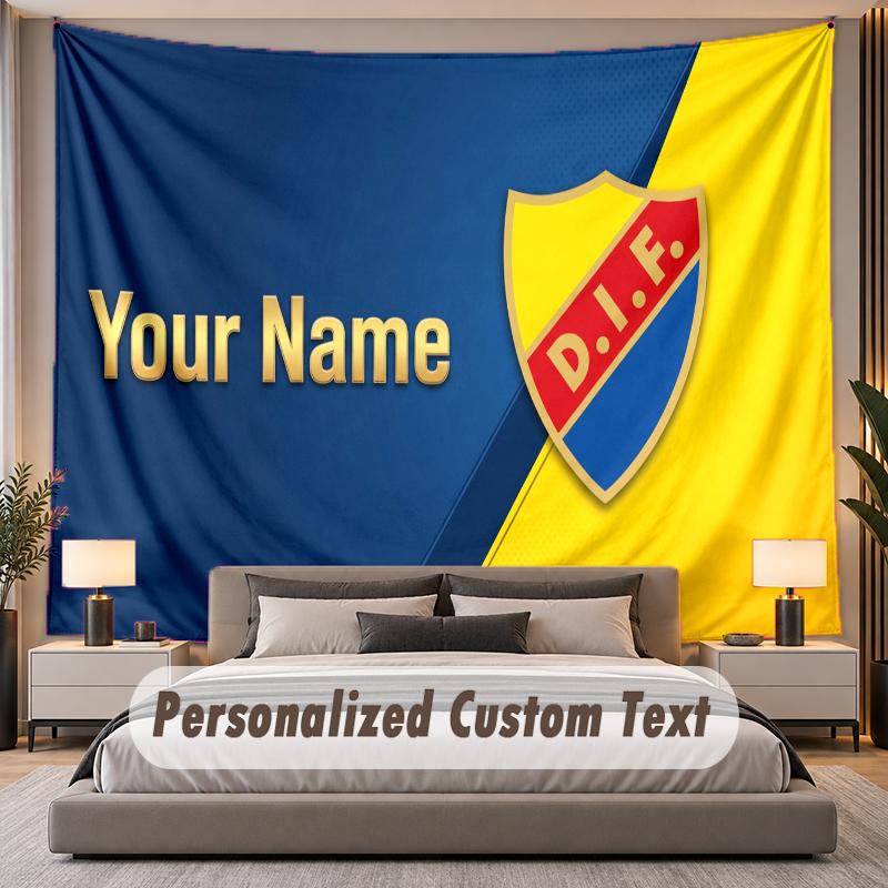 Custom Name Text Tapestry Djurgårdens IF Personalized Polyester Wall Tapestry For Bedroom And Room