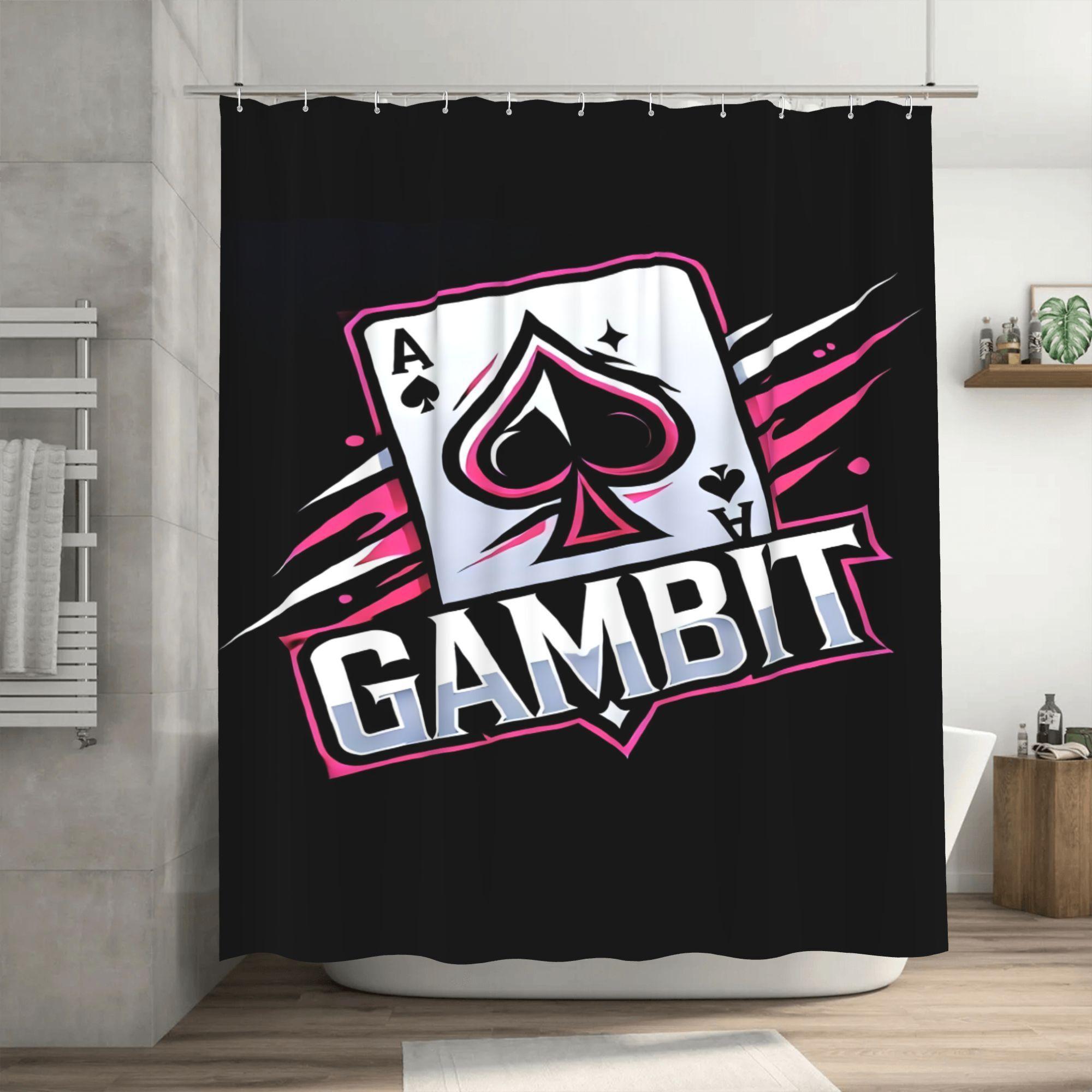 

Gambit Shower Curtain with Hooks - Stylish Red & Black Polyester Bathroom Decor, Durable, Machine Washable, Perfect for Bathtub 90x180cm