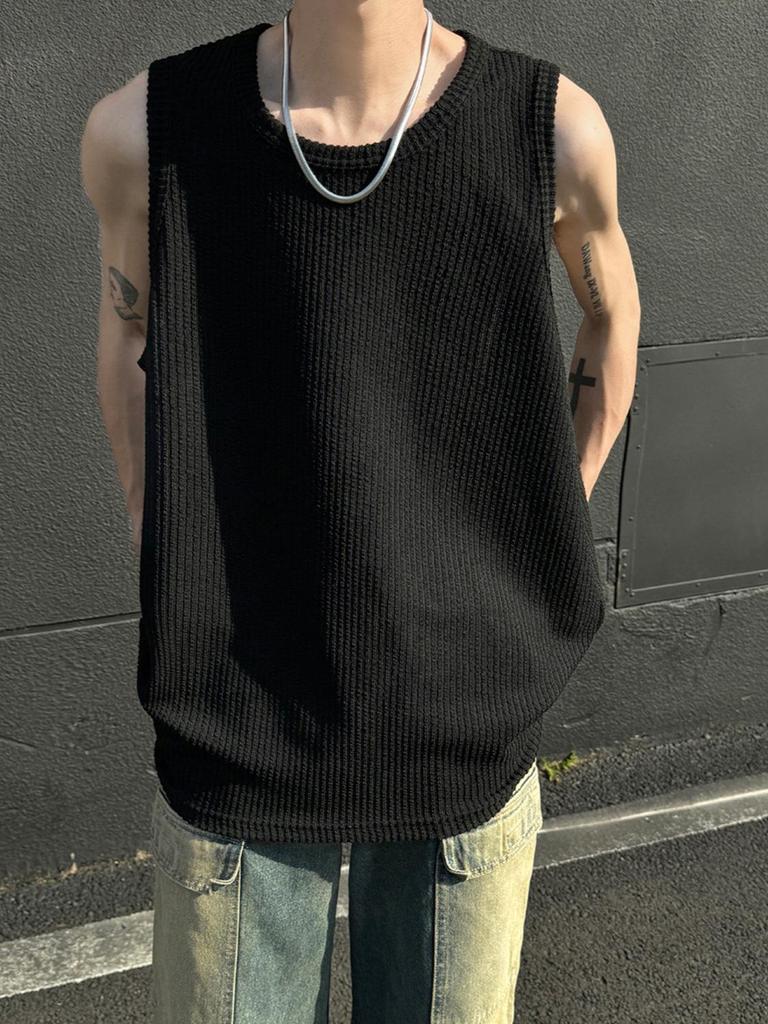 Men's Ice Silk Textured Sports Tank Top - Loose Fit Summer Sleeveless Camisole for Fitness