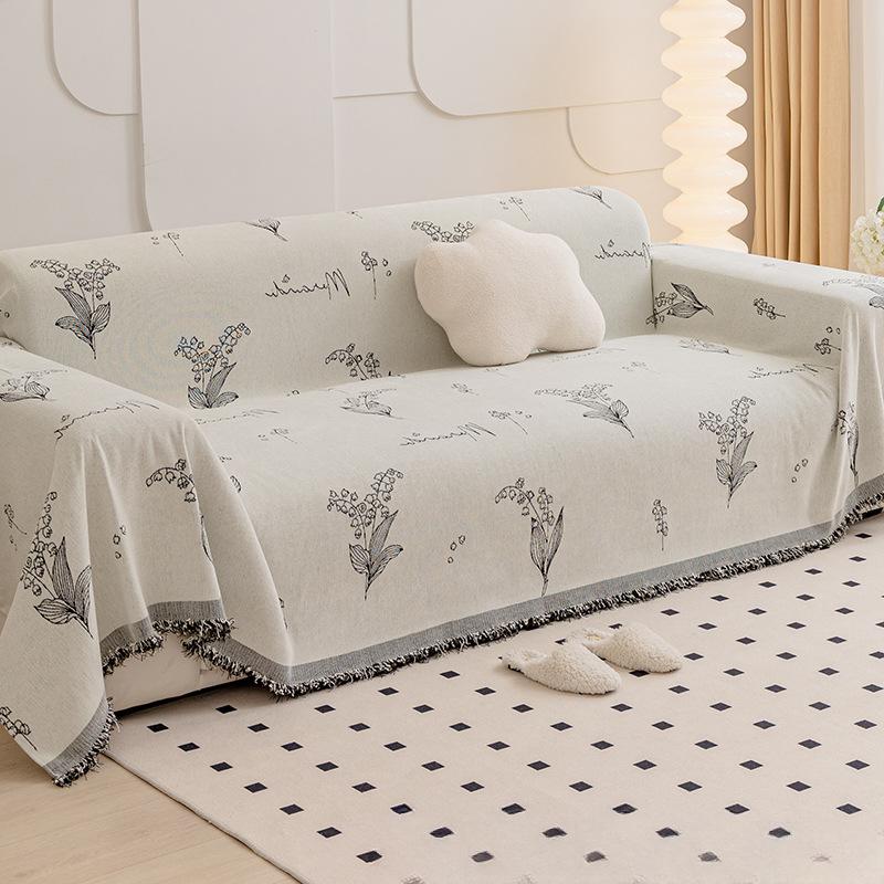 Anti-Scratching Chenille Sofa Towel Modern Minimalist Full Covered Non-Slip Cloth Four Seasons Universal Pure Color Cover Cover