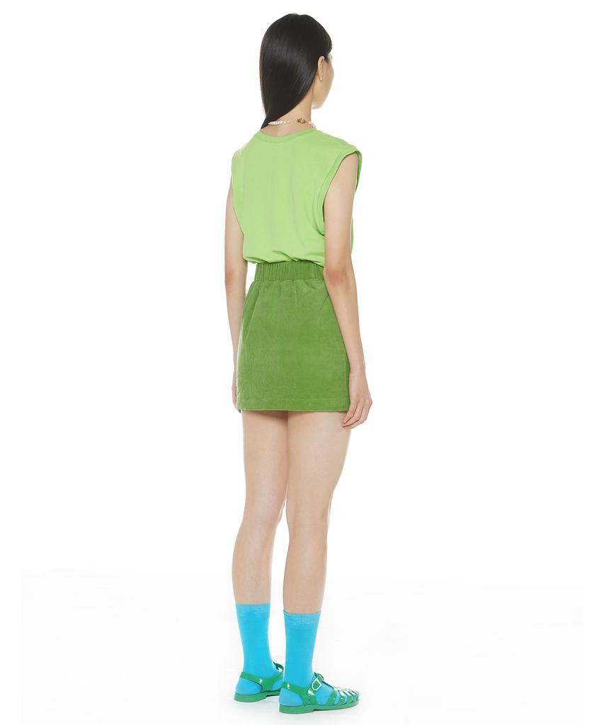 Suki Embroidered Logo Mini Corduroy Skirt (Avocado)