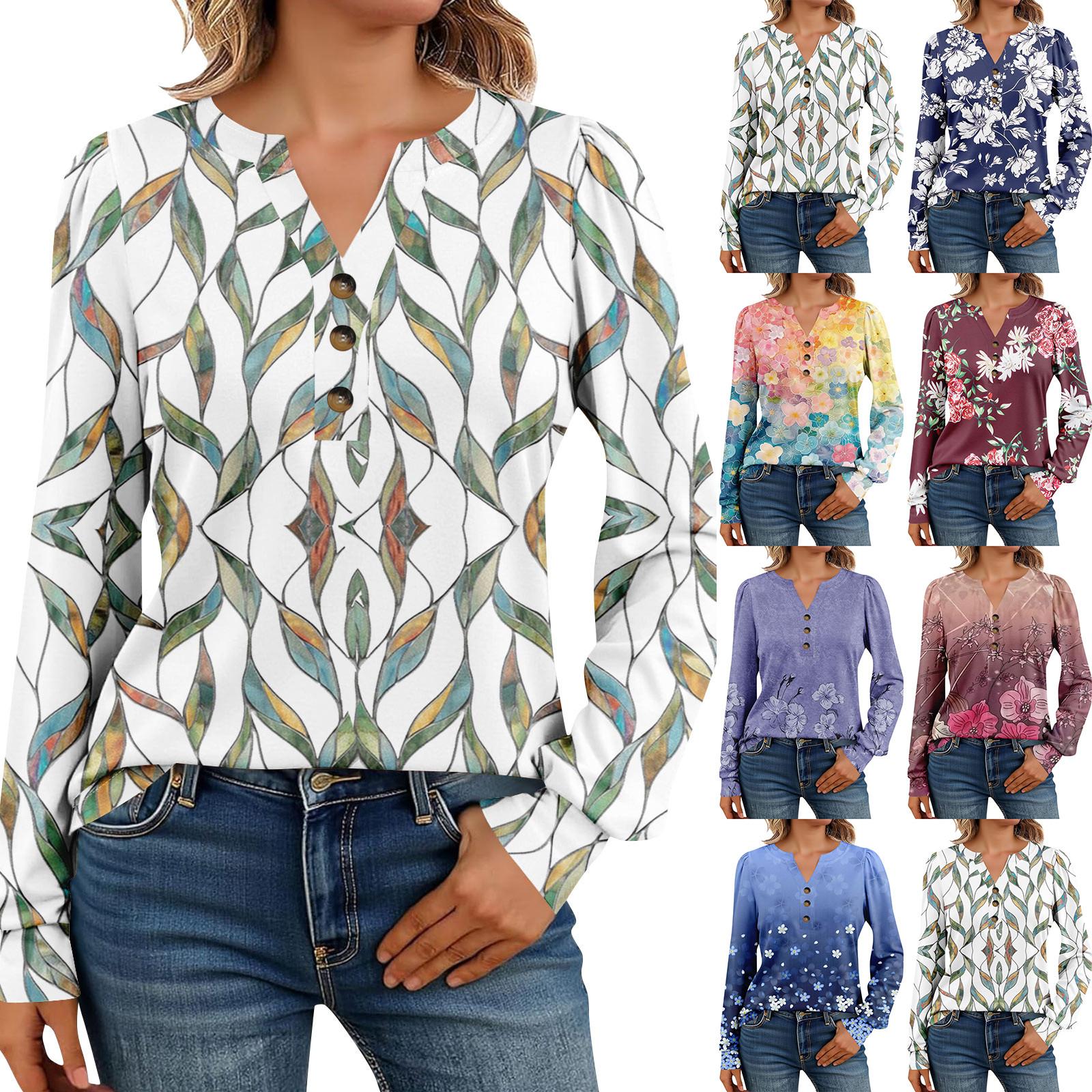 

Women s Long Sleeve Shirts Henely Casual Tops Trendy Blouses Cute T-Shirts M зелений