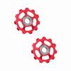 2pcs Aluminum Alloy 11T CNC   Wheel Rear Derailleur Pulley For   Bike(black+red)