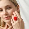 European and American New Rose Ring Stud Earrings Combination Ins Cold Wind Design Acrylic Jewelry