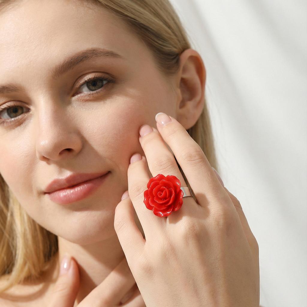 European and American new rose ring stud earrings combination ins cold wind design acrylic jewelry