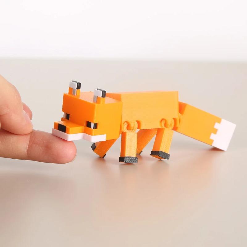 1 PZ Volpe Pixel Pollo Animali Giocattoli Articolazioni Mobili Giocattoli Fidget Statuetta Decorazioni Scrivania Auto Casa Statua Regali