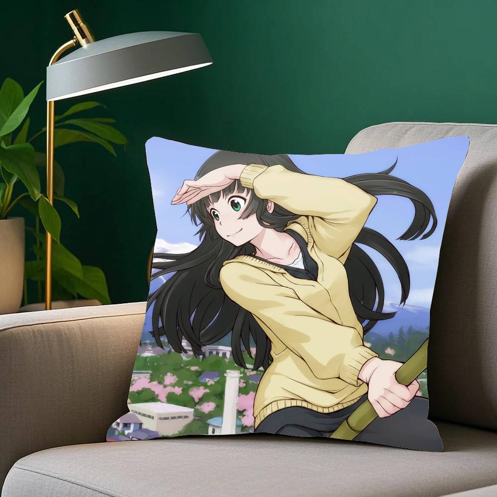 Anime F-Flying Witch Pillow Case Home Decor Throw For Sofa Bed Car Room Decor Gift Idea