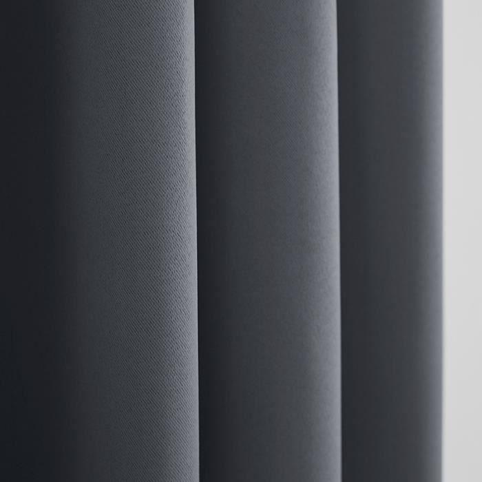 Set of 2 Thermal Blackout Curtains - Anthracite Grey - 140 X 260 Cm