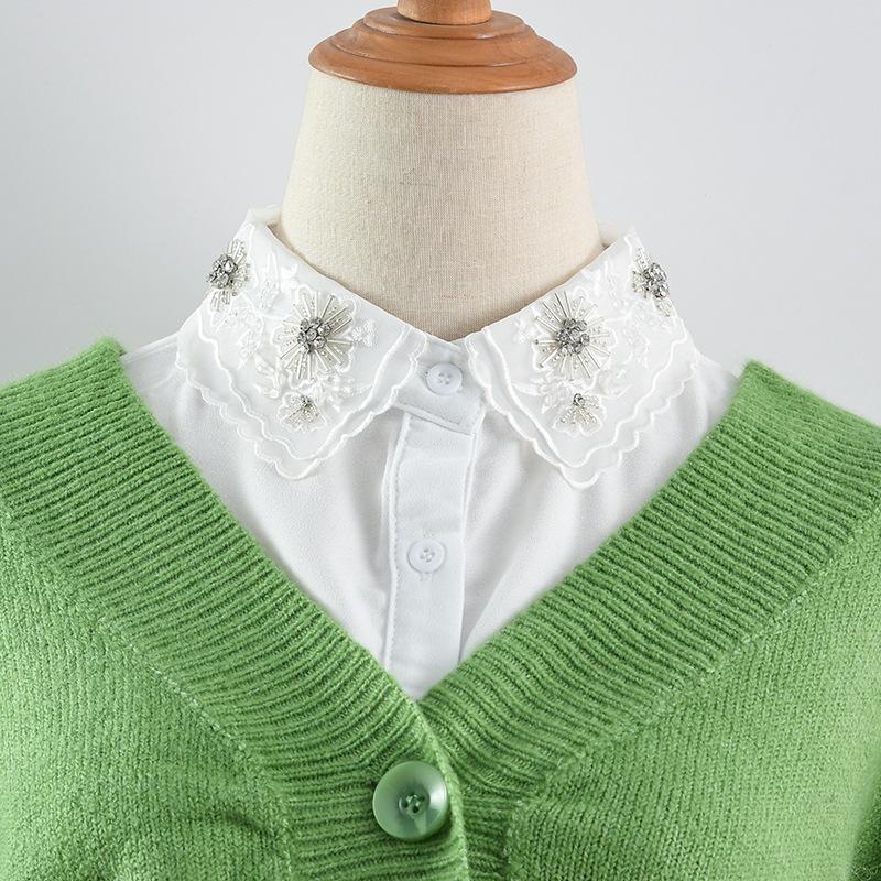 White Fake Collar Neckwear Tie Sweater Blouse Decoration for Womens Fashionable and Elegant Half Shirt Detachable Collar