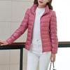 Women's Minimalist Solid-Color Down Jacket with Stand Collar Lightweight Style Plus Size Available