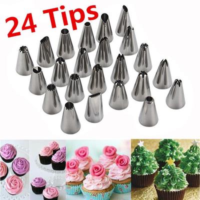 Novo 24 Pcs Icing Piping Nozzles Tips Bolo Sugarcraft Pastry Decor Baking Tools Kit