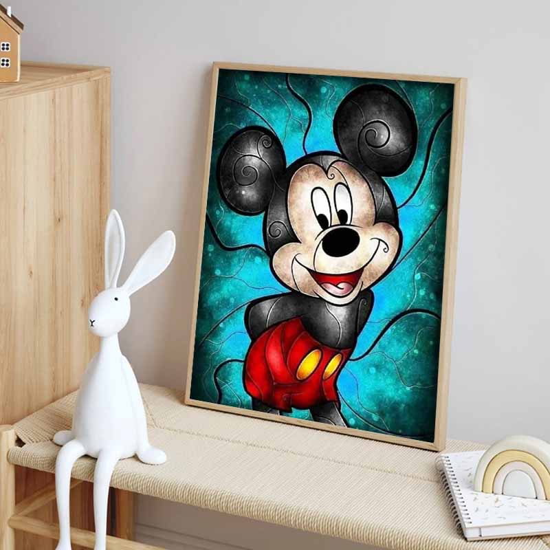 Disney Diamond Painting Set Mickey Mouse Stained Glass Art Illustration Embroidery Wall Decoration DIY Set Gift Handmade Crystal 5D Diamond