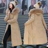 Cotton-Padded Women Light Down Cotton Coat Long Autumn Winter Jacket Supersize Women Detachable Hooded Parker Overcoat