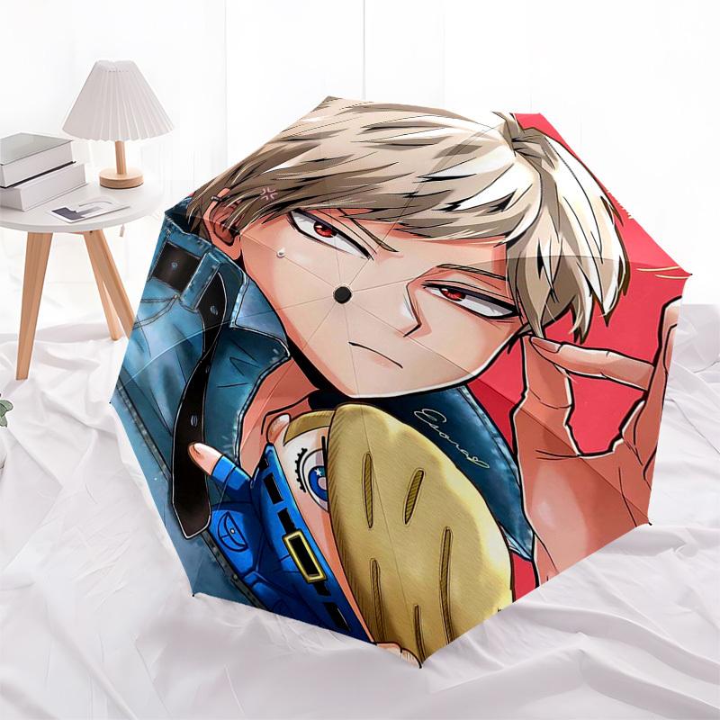1pz Ombrello da Esterno con Design di Personaggio Anime - Apertura/Chiusura Automatica, Design Portatile a 3 Pieghe, Telaio in Ferro a 8 Stecche - Regalo Perfetto per i Fan, T