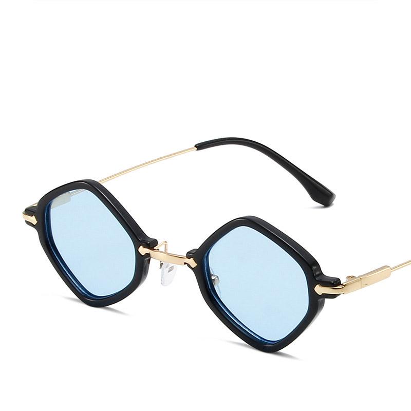 Unpolarisiert Neue Vintage Rhombus Punk Hip Hop Sonnenbrille Damen Koreanisch Quadratisch Kleiner Rahmen Metall Klein Persönlichkeit Verlauf Sonnenbrille Shades