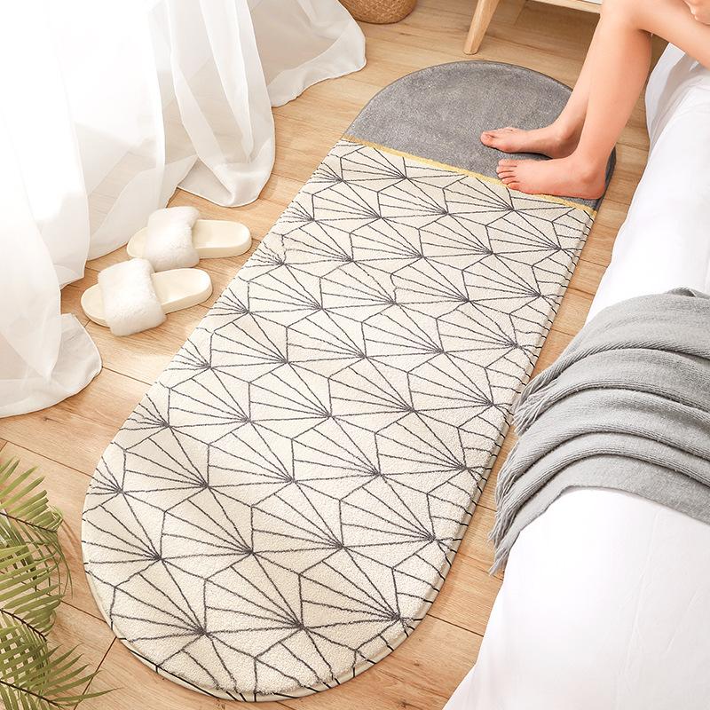Bedroom Bedside Oval Carpet Modern and Simple Machine Washable Bay Window Balcony Long Strip Short Plush Carpet