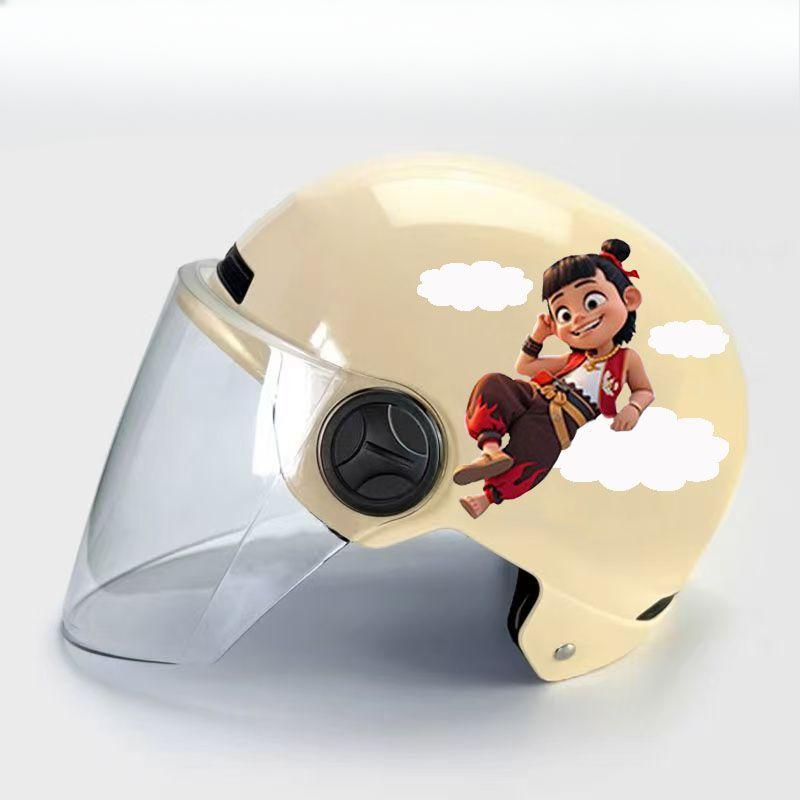 

Детский шлем для электромобиля Devil Nezha, универсальный полушлем, защита от солнца на все времена года, летний капюшон для электромобиля