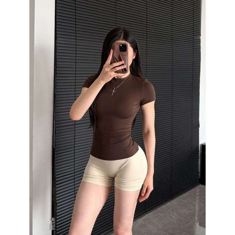 Hourglass Waist-Tight Waist Slimming Sports Top Tight Shaping Yoga Clothes Women Running Training Short sleeve T-shirt Workout Clothes