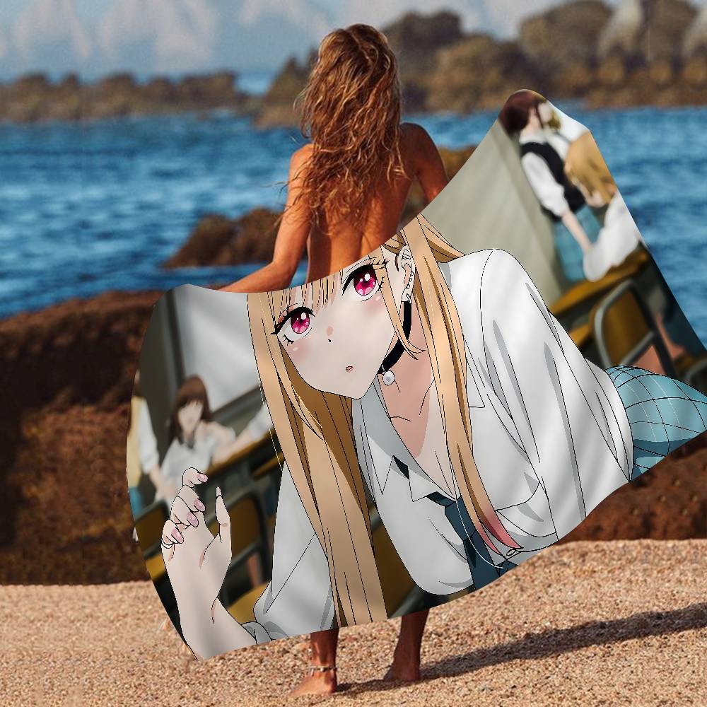 My Dress Up Darling Anime Beach Towel Colorful Bath Towels for Microfiber Quick Dry Custom Sand Free Beach Yoga Spa Gym Pool
