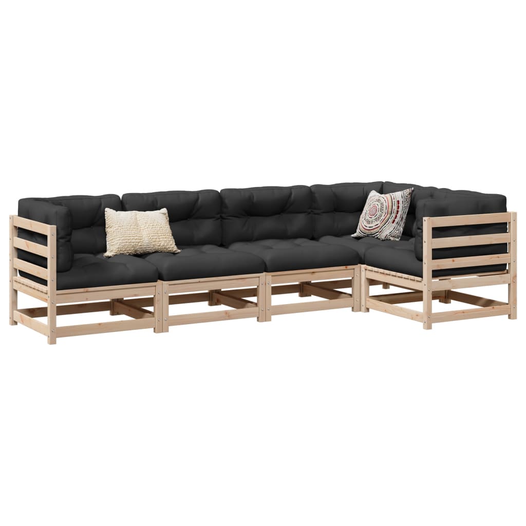 5 Piece Garden Sofa Set Solid Pine Wood