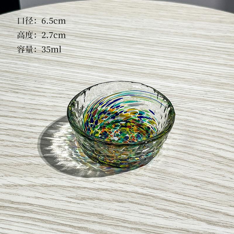 

Japanese Handmade Sake Cup And Tea Cup Home Use Colored Glass Small Sake Cup White Liquor And Shochu Cup One-bite Cup 1PCS