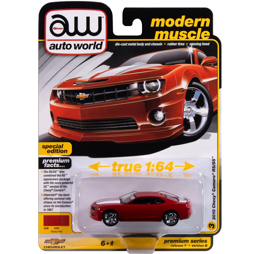 Auto World - 1/64 Scale PREMIUM RELEASE 7 2010 CHEVY CAMARO RS/SS (VICTORY RED) AWSP184B