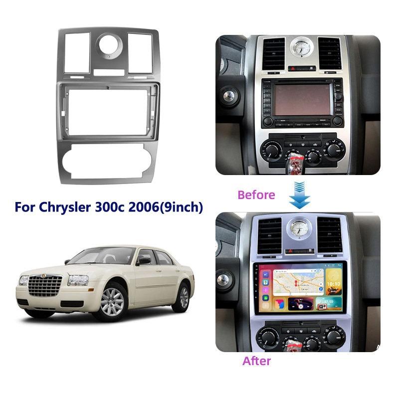 9-Inch Car Fascia Frame for Chrysler 300C 2005-2007- 2Din Dash Fitting Panel Kit Without Battery Frame Fascias