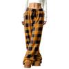 Women's Casual Plaid Print -Lined Wide Leg Pants with Elastic Waist, Loose Fit Trousers for Fall Winter