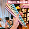 5 Pairs Colored Reusable Chopsticks, Fiberglass Chopsticks Set, Non-Slip, 25.5cm