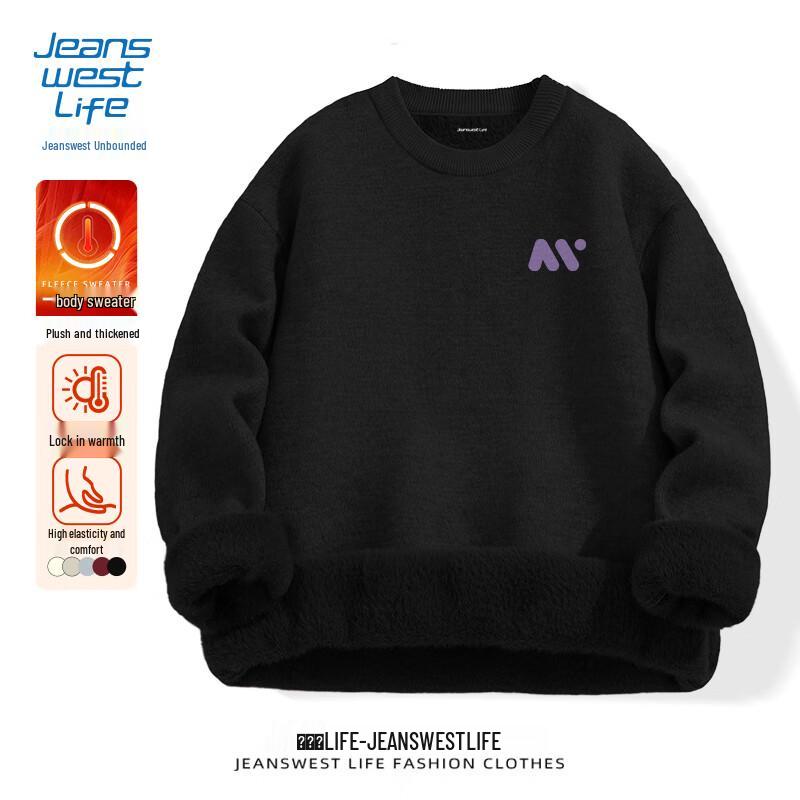 

JEANSWEST LIFE Men s Thickened Fleece Pullover Sweater