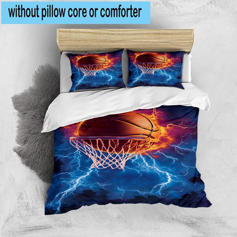 3PCS Basketball Crown Fire Sport 3pcs Bedding,Including 3PCS Duvet Cover And 2pcs Pillowcases Perfect for Christmas,Ideal for Bedroom, Dormitory