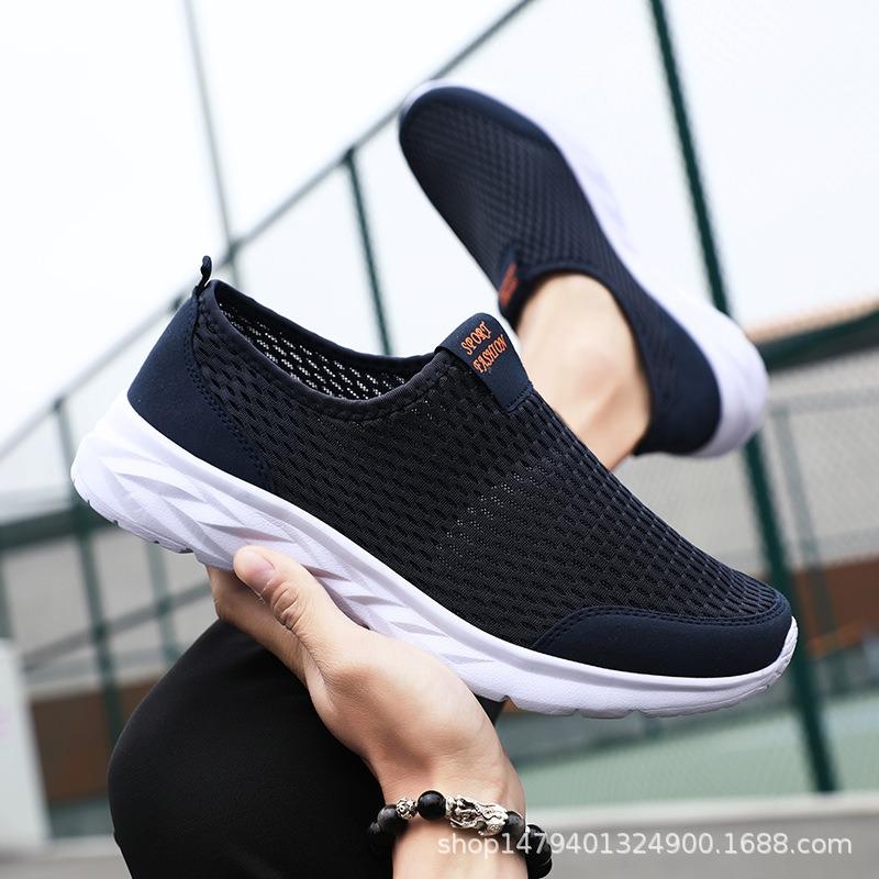 New shoes summer hollow breathable mesh shoes men's thick-soled lightweight casual sports shoes lazy shoes
