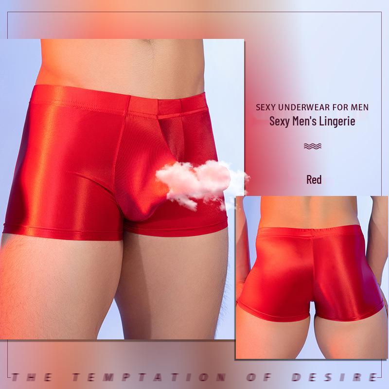 Lust's Temptation Ice Silk Men's Boxer Briefs: Smooth, High Elasticity, Gun-Bullet Separation, He-Man Style, Japanese Design.