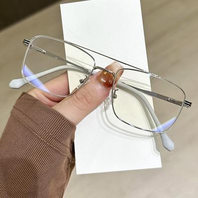 Men'S And Women'S Versatile Glasses, Metal Glasses Frame, Plain Face Trimming, Decorative Flat Glasses, Myopia Glasses